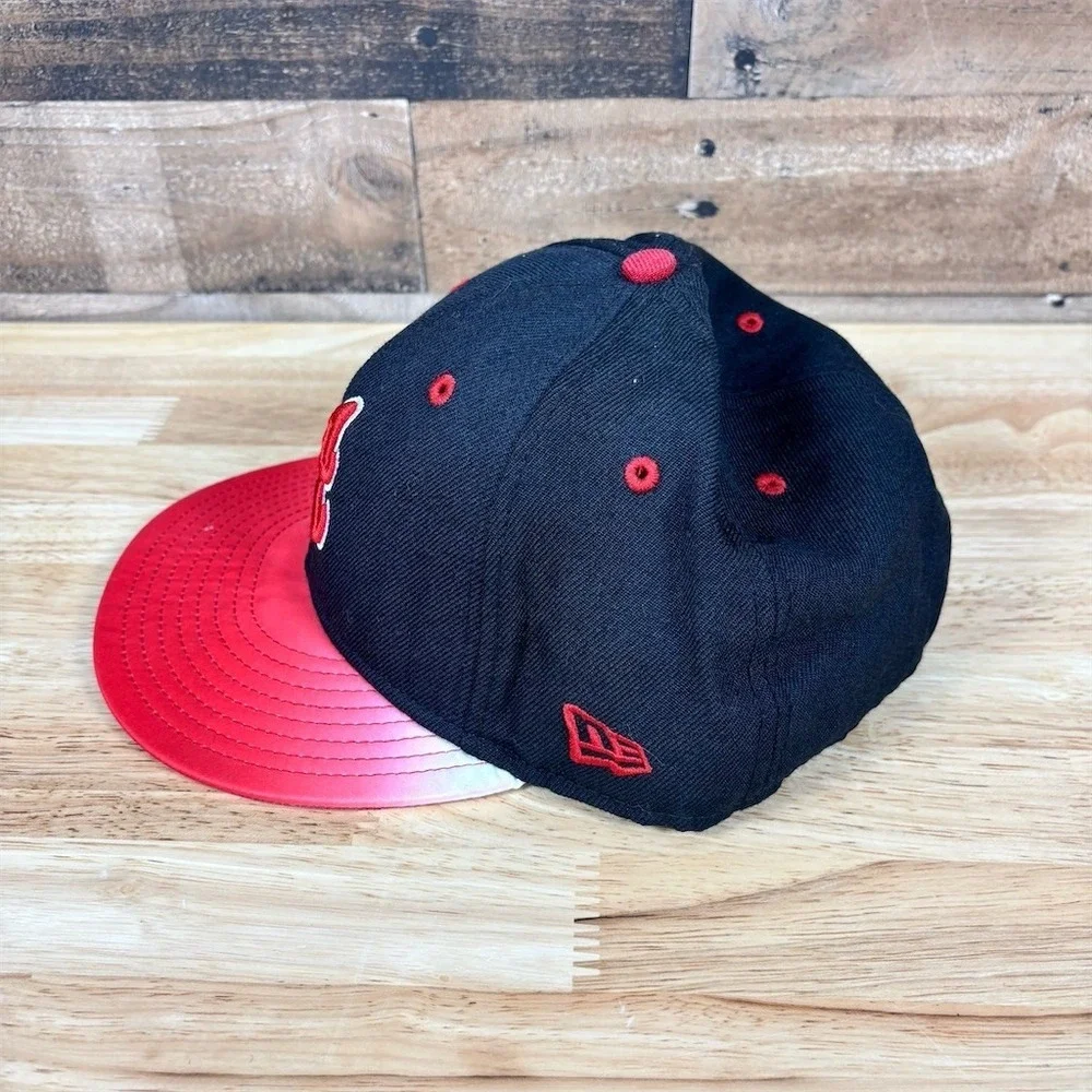 New Era 59FIFTY Atlanta Braves Fitted Cap Hat Black Red‎ Size 7 3/8